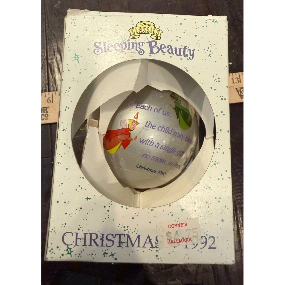 Disney & Schmid Glass Ball Christmas Ornament Sleeping Beauty Vintage 1992
